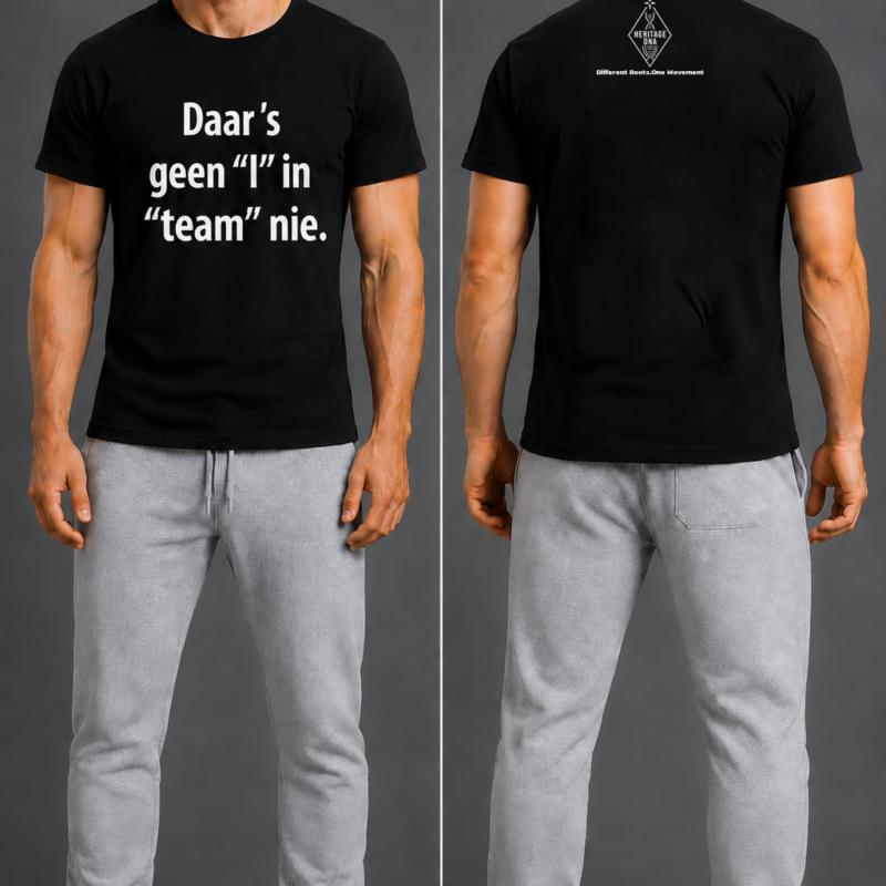 Daar's geen ''I'' in team nie_ Afrikaans DNA Unisex T-shirt