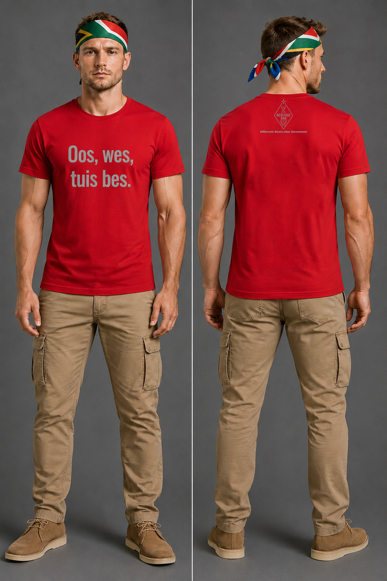 Oos, wes, tuis bes_ Afrikaans DNA Men T-shirt - Image 2